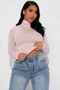 Pamela Turtle Neck Long Sleeve Top - Pink