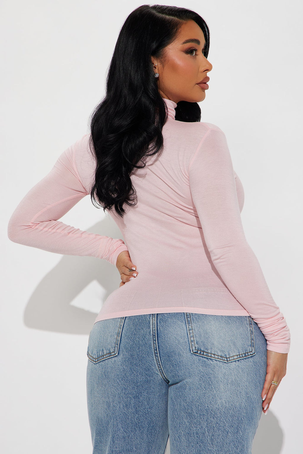 Pamela Turtle Neck Long Sleeve Top - Pink