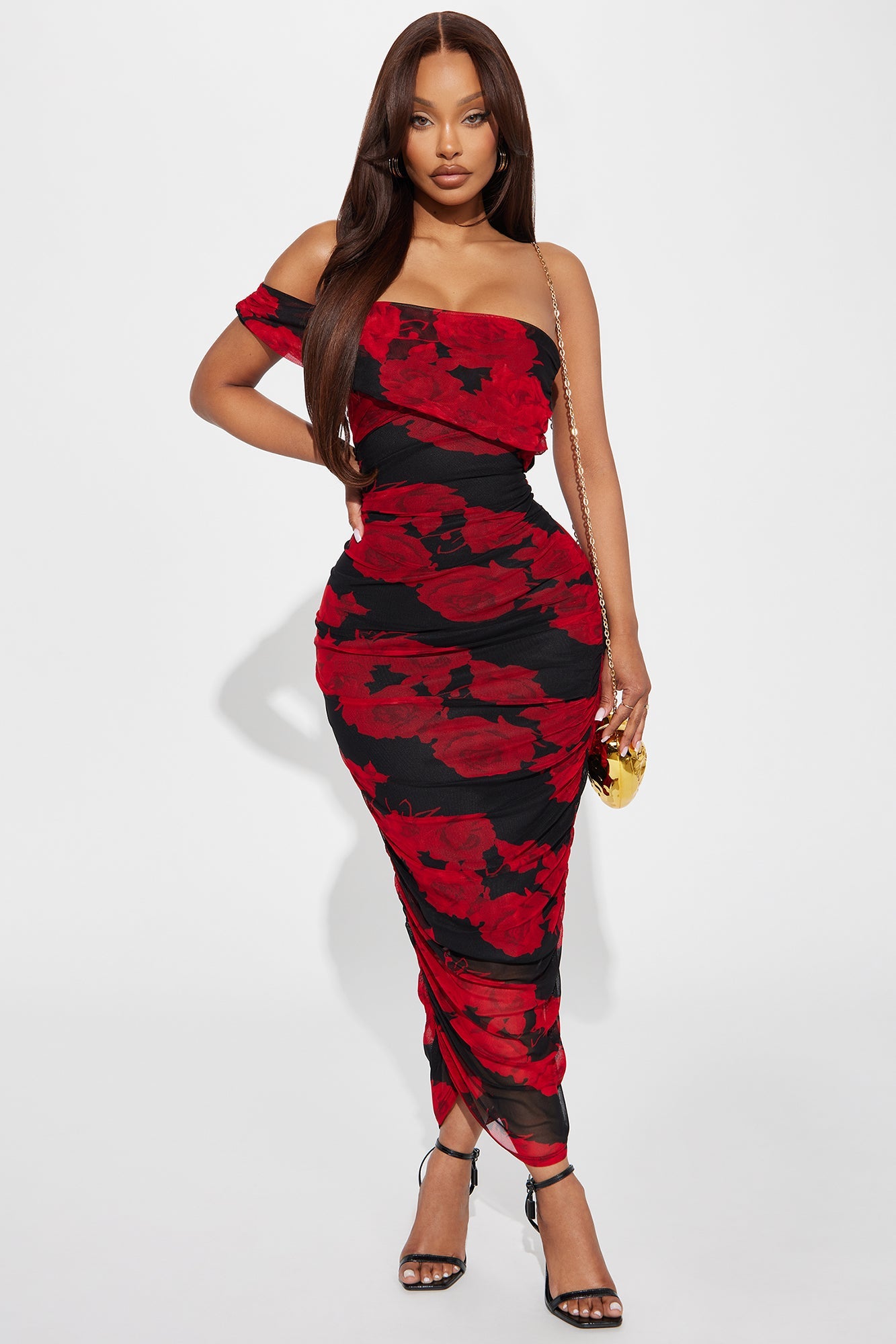 Rosetta Mesh Midi Dress - Black/combo