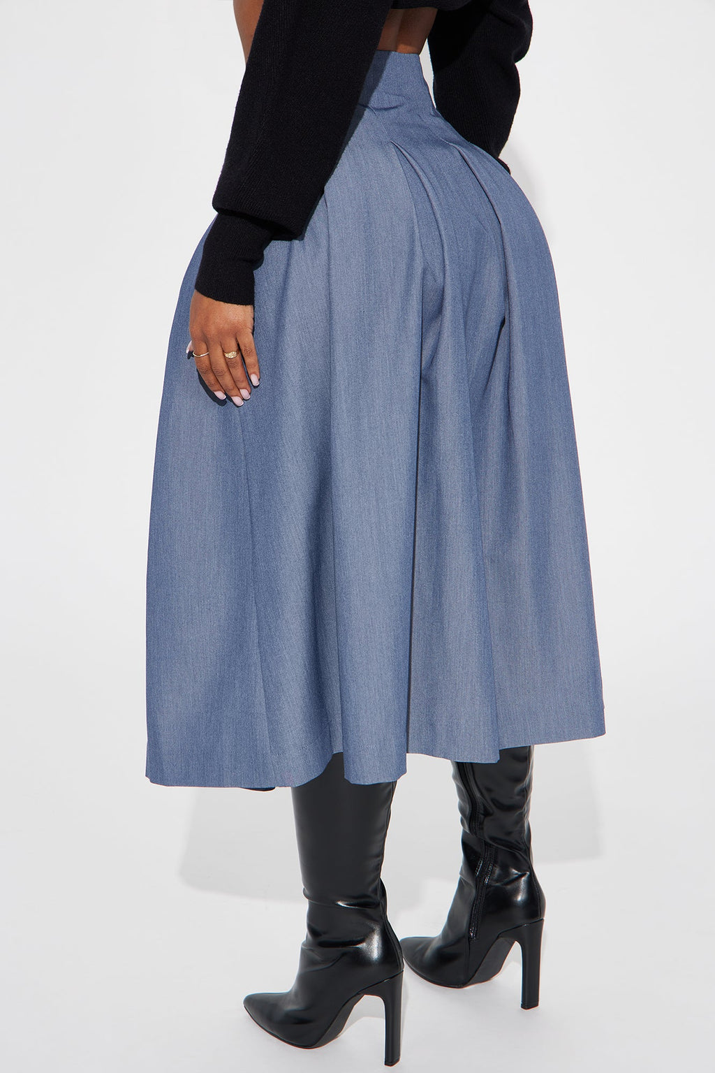 Standing On Business Pleated Midi Skirt - Charcoal