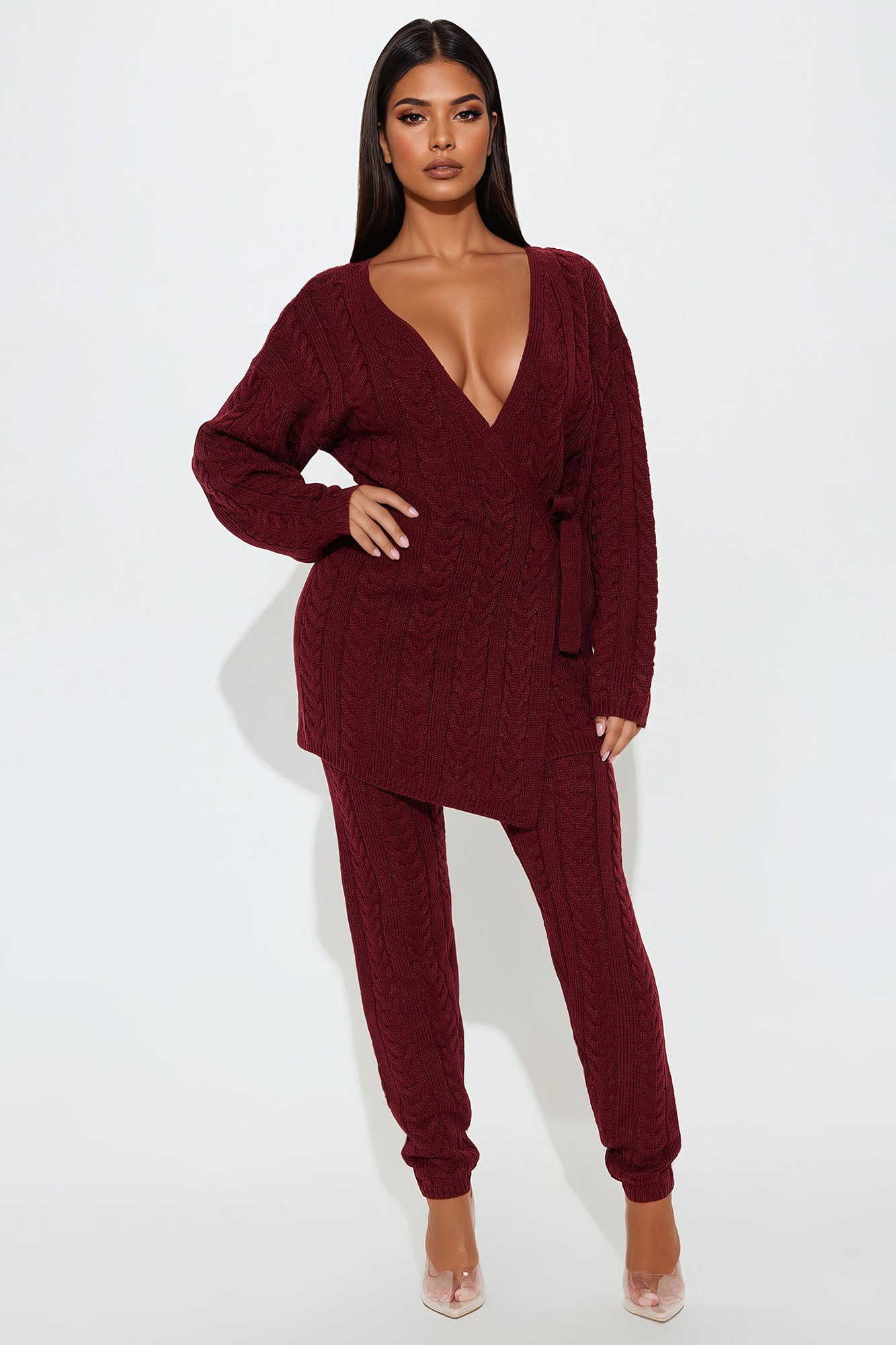 Keeley Sweater Pant Set - Burgundy