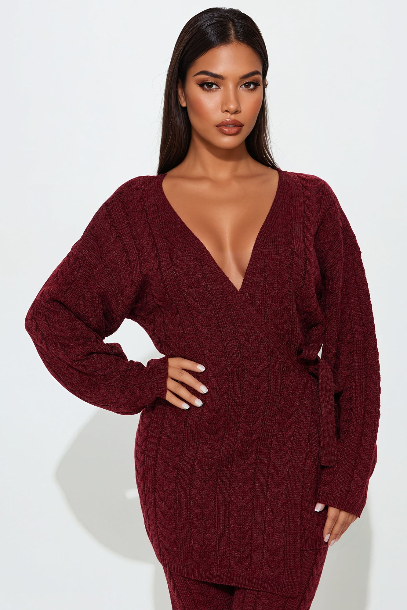 Keeley Sweater Pant Set - Burgundy