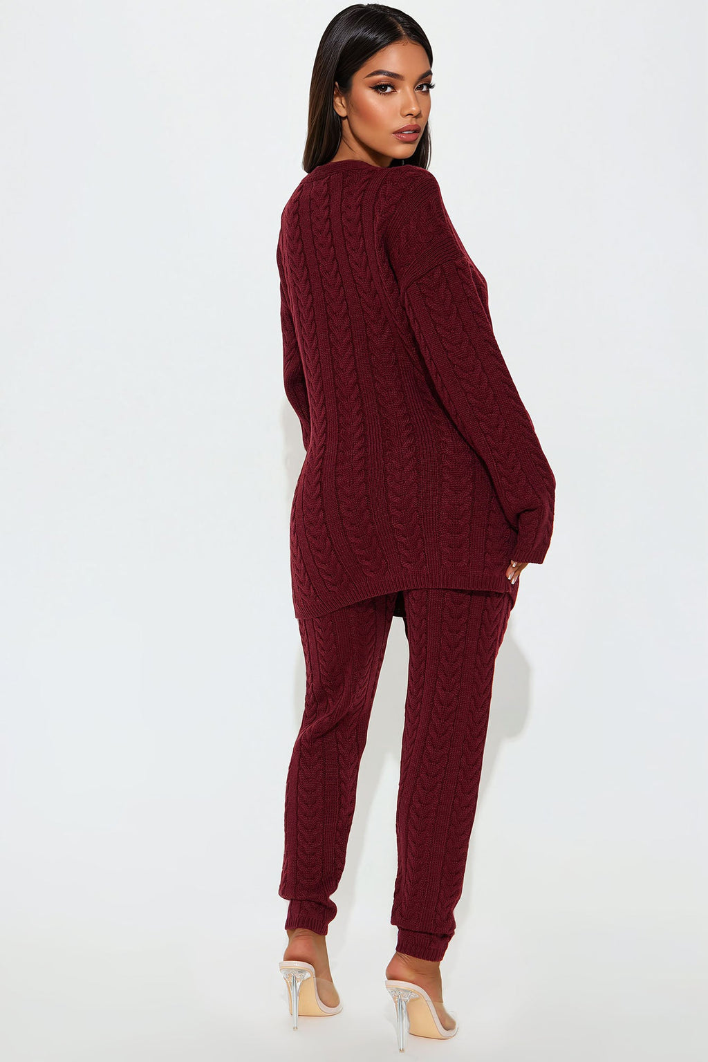 Keeley Sweater Pant Set - Burgundy