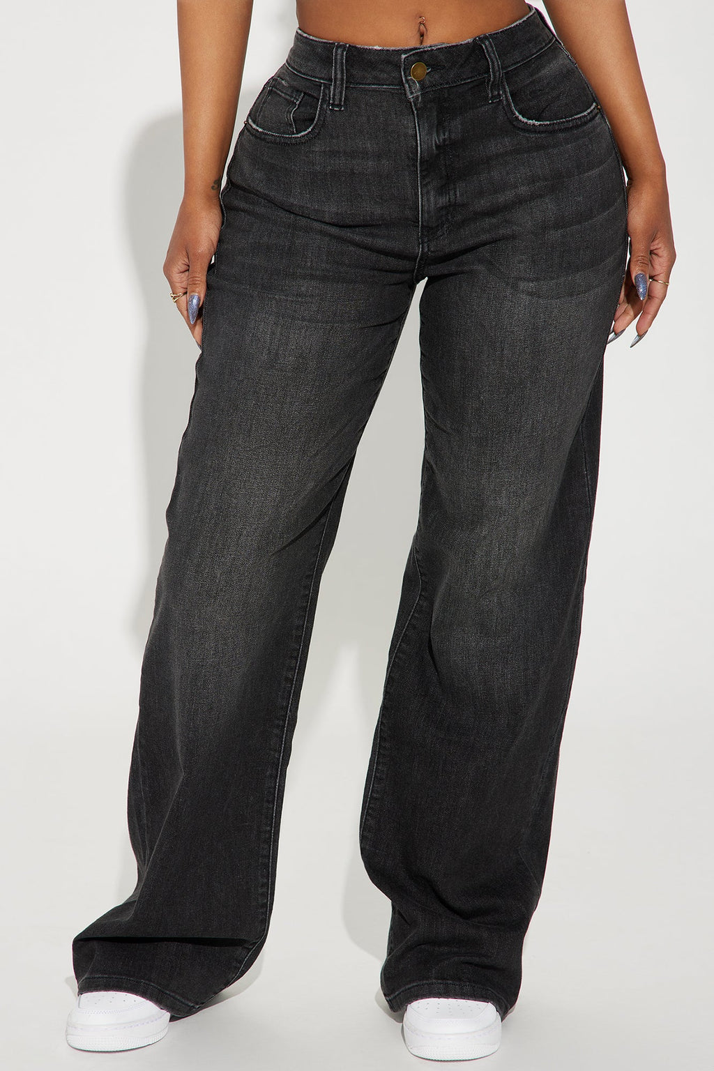 Bellissima Basic Stretch Straight Leg Jeans - Black Wash