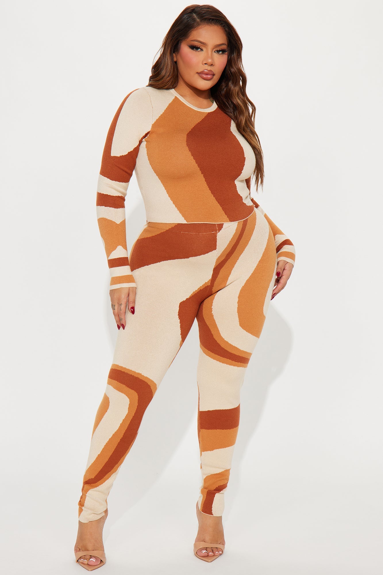 Yazmine Sweater Legging Set - Rust/combo