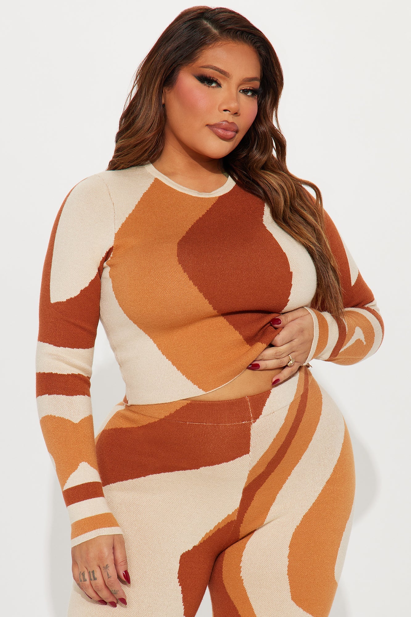 Yazmine Sweater Legging Set - Rust/combo