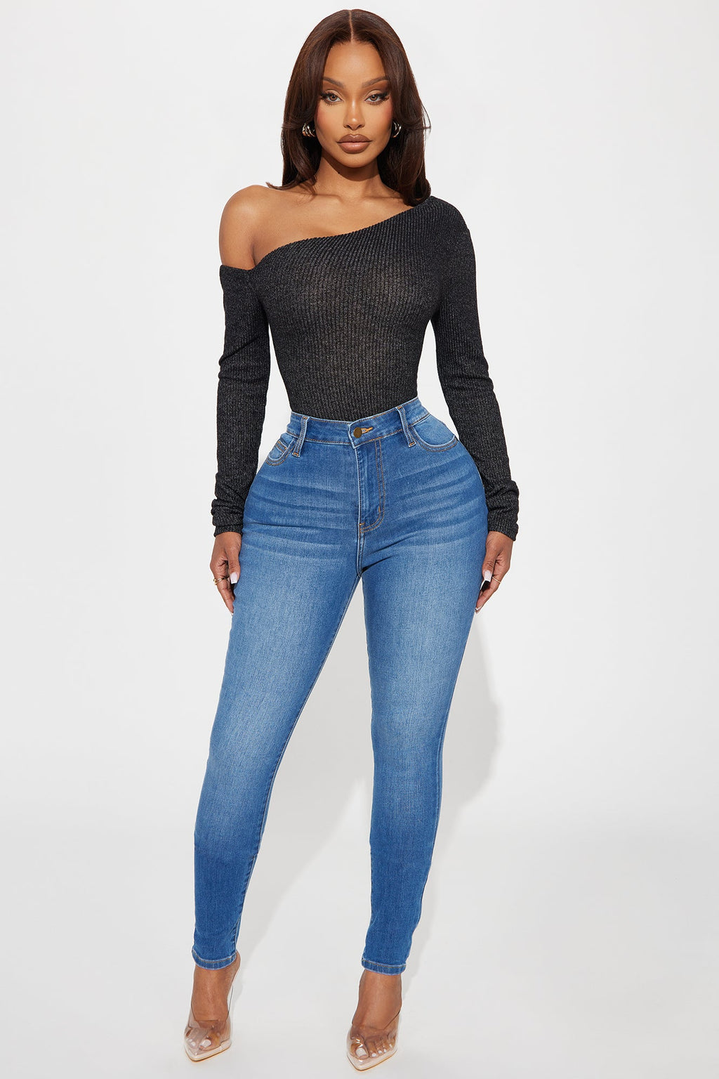 Naomi Ribbed Bodysuit - Black