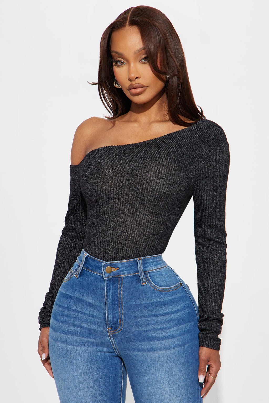 Naomi Ribbed Bodysuit - Black
