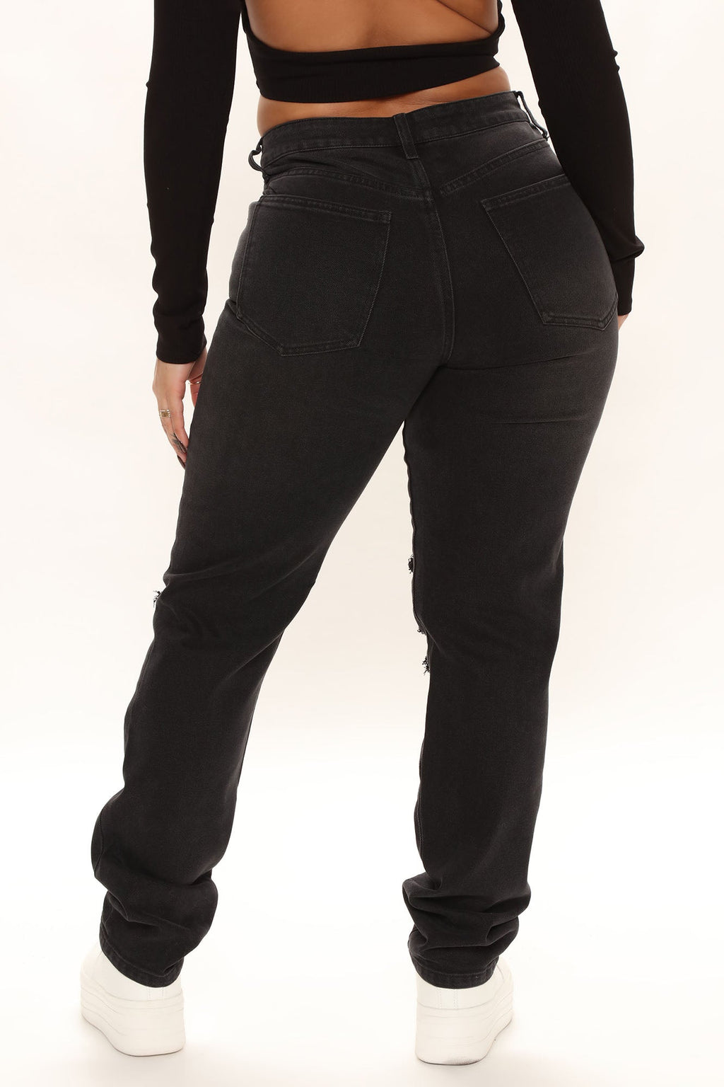 Favorite Getaway Destroyed Straight Leg Jeans - Black