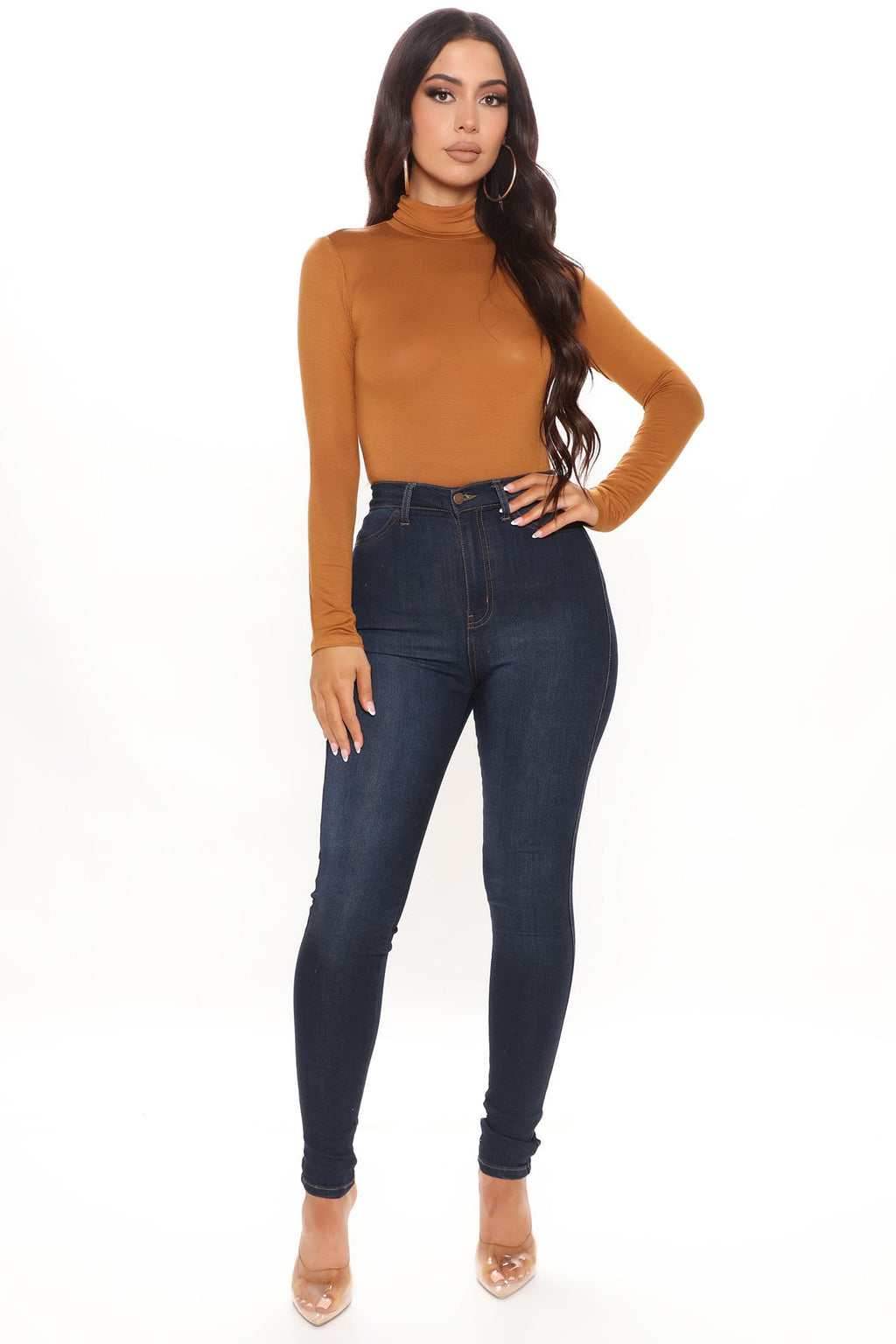 Pamela Turtle Neck Long Sleeve Top - Camel