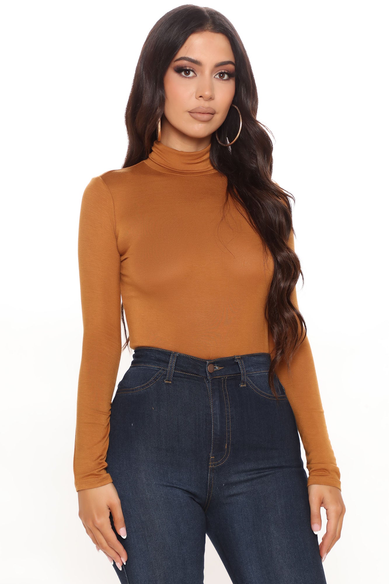 Pamela Turtle Neck Long Sleeve Top - Camel