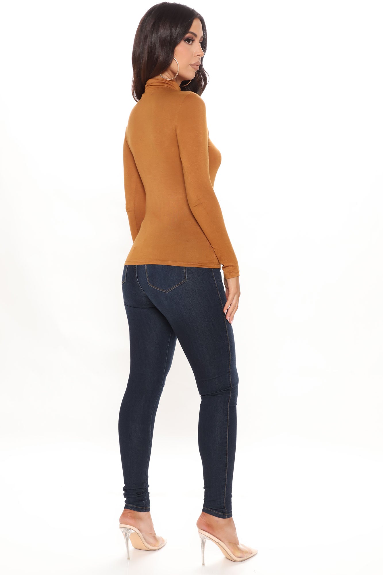 Pamela Turtle Neck Long Sleeve Top - Camel