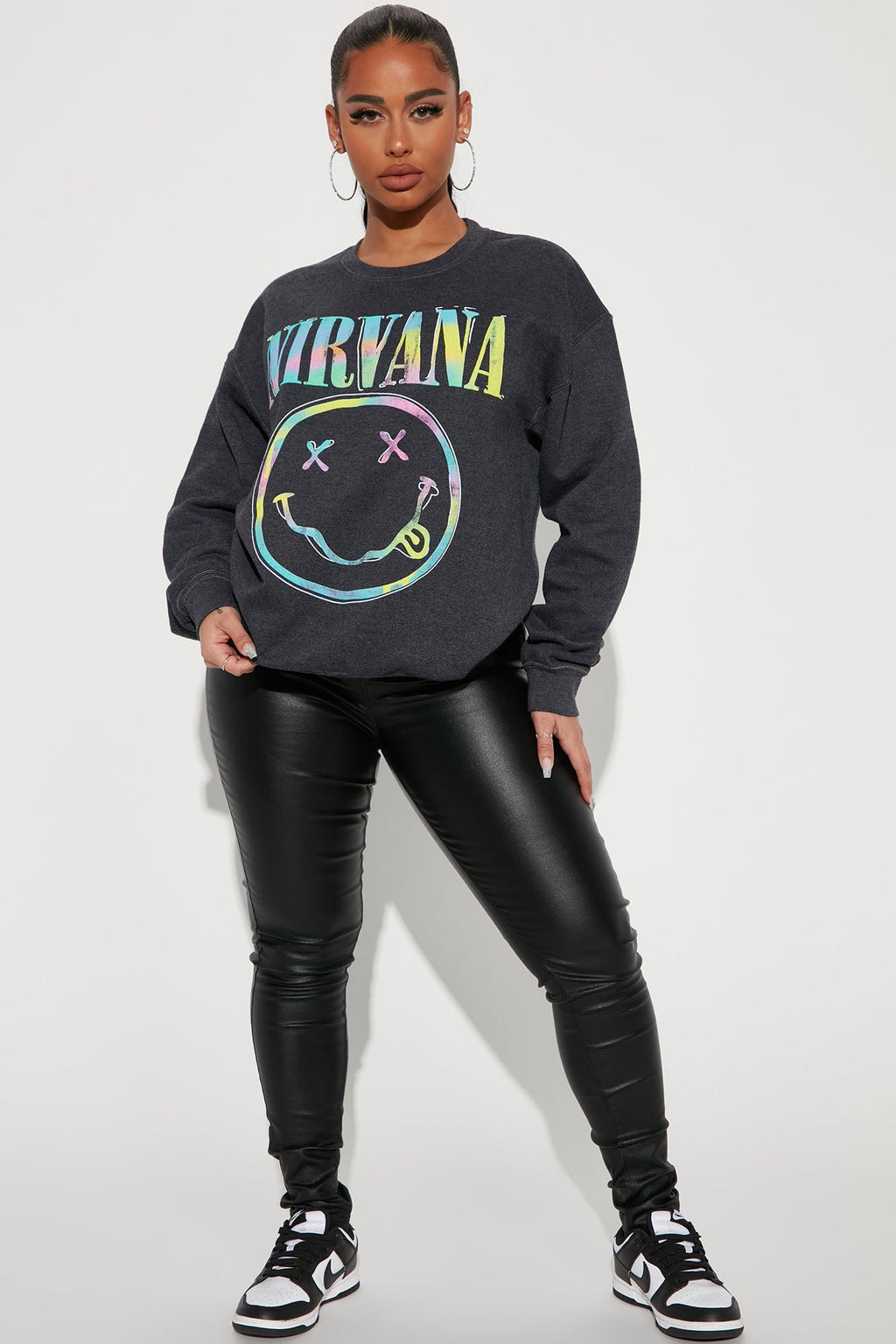 Nirvana Washed Crew Neck Sweatshirt - Black Wash