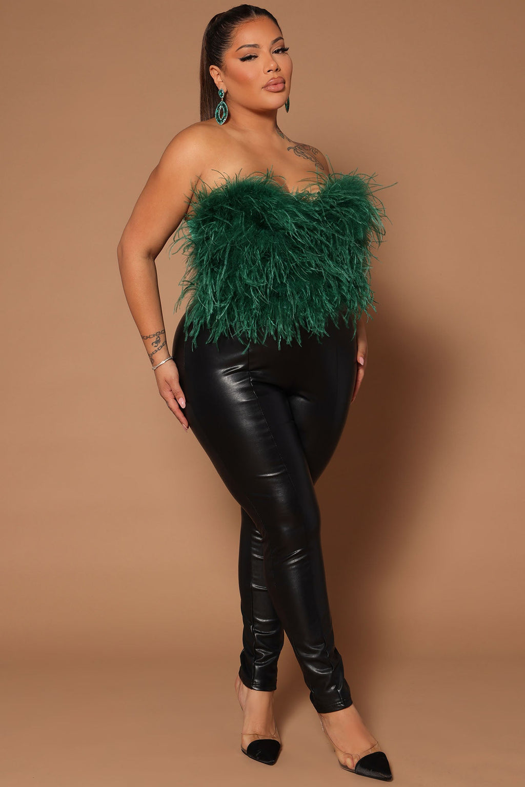 Asalia Feathered Top - Emerald