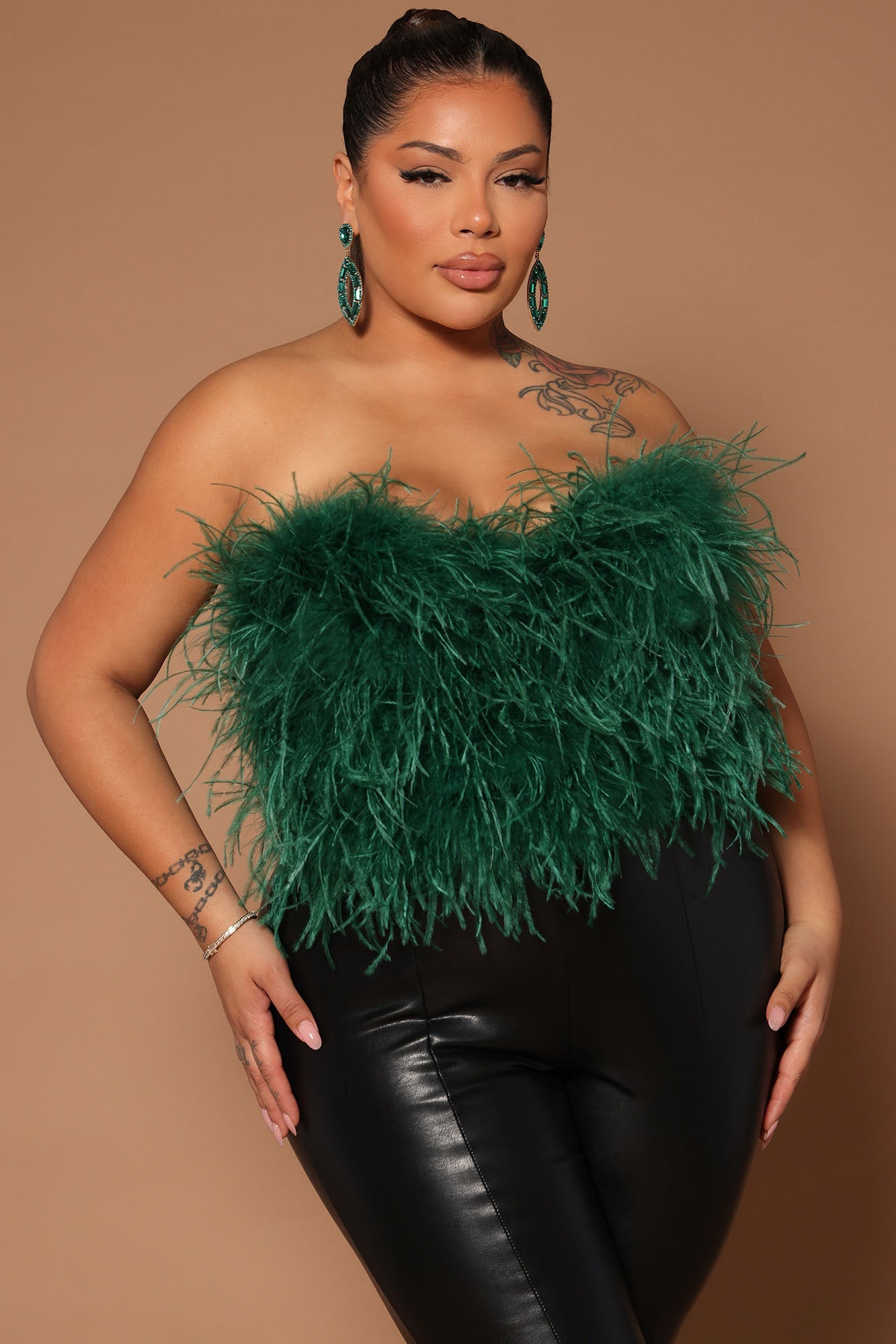 Asalia Feathered Top - Emerald