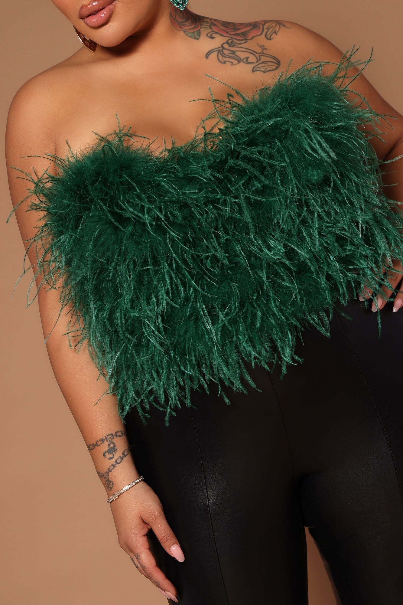 Asalia Feathered Top - Emerald