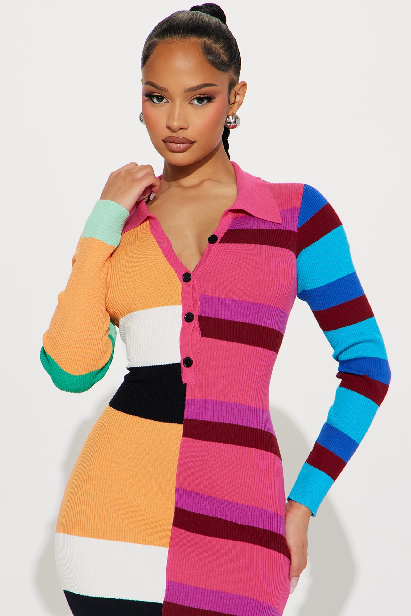 Peri Striped Sweater Maxi Dress - Multi Color