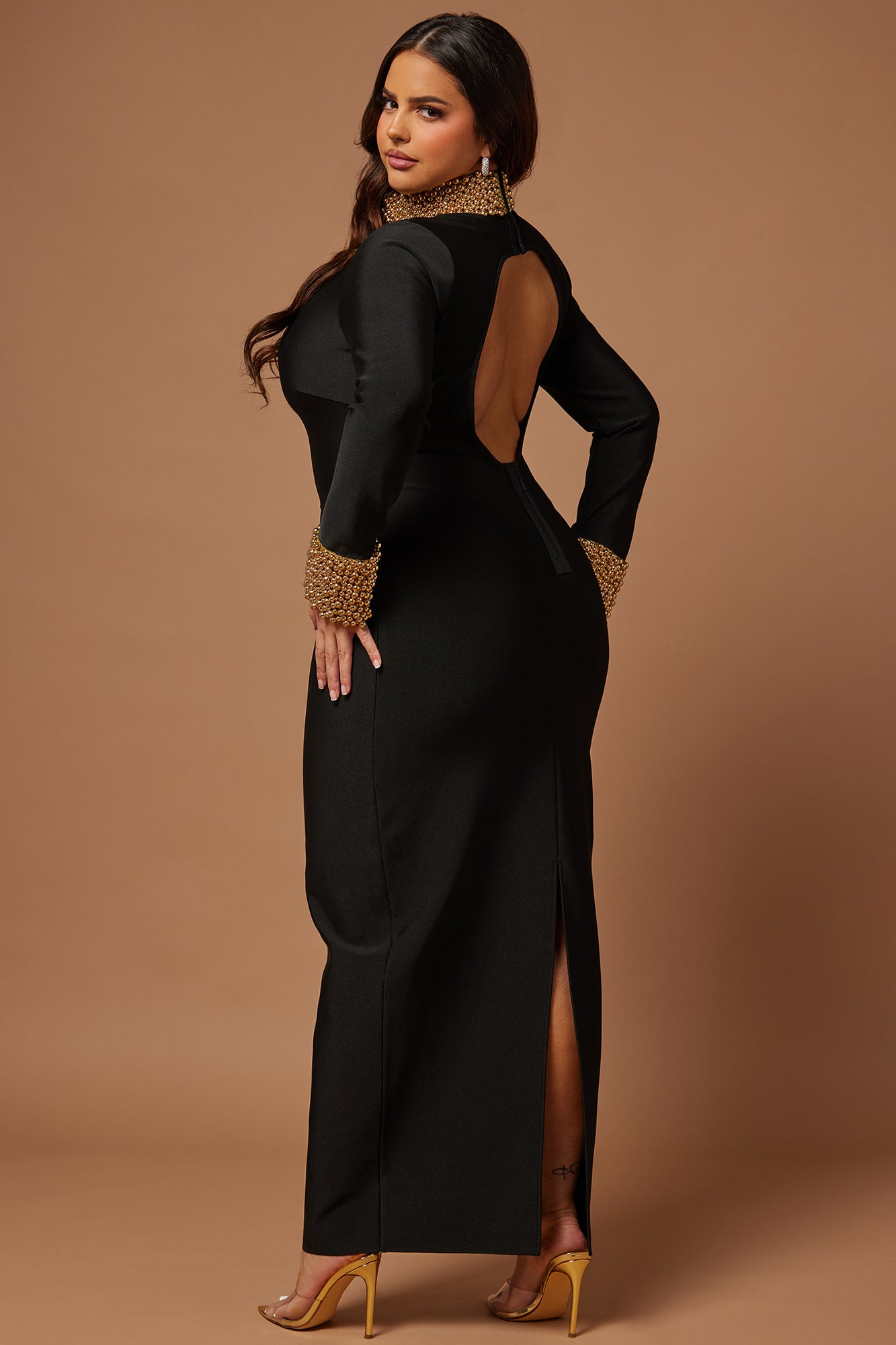 Cleo Embellished Maxi Dress - Black/Gold