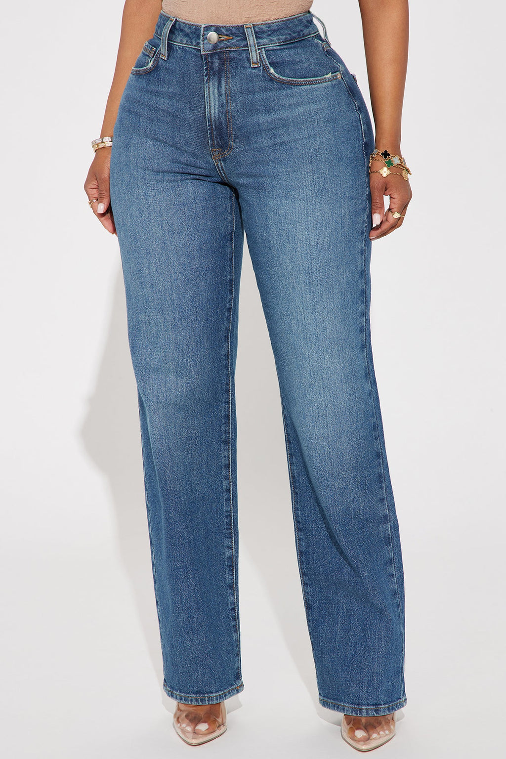 Kiss And Tell High Rise Low Stretch Straight Leg Jeans - Vintage Wash