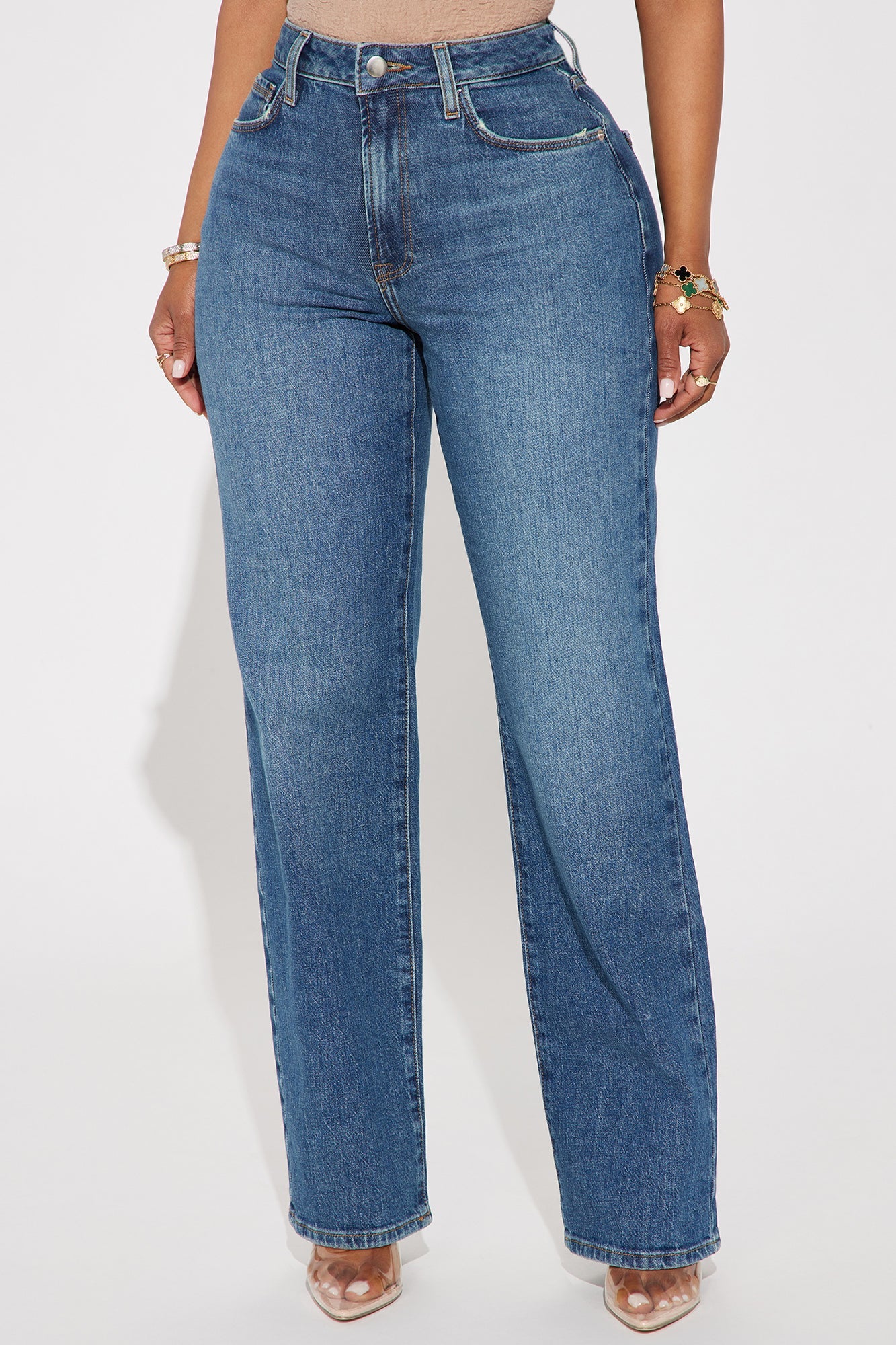 Kiss And Tell High Rise Low Stretch Straight Leg Jeans - Vintage Wash