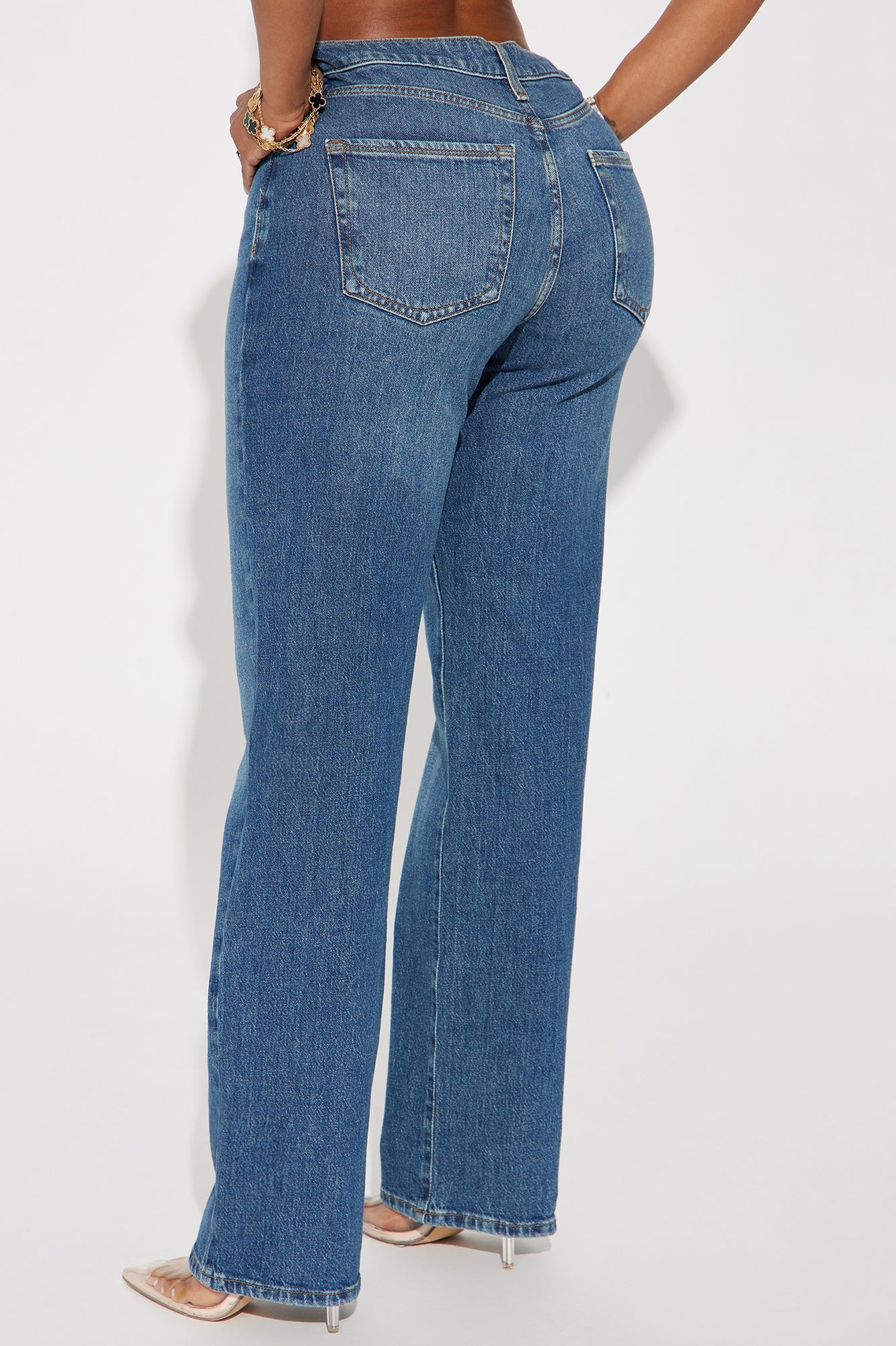 Kiss And Tell High Rise Low Stretch Straight Leg Jeans - Vintage Wash