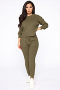 Cozy Nights Pant Set - Olive