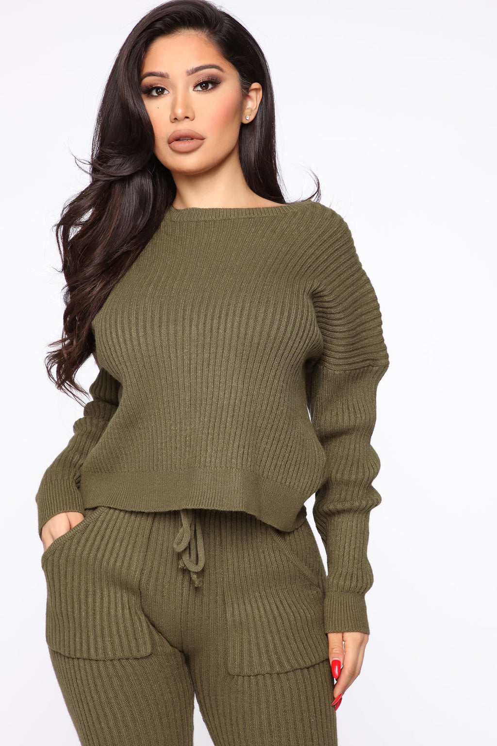 Cozy Nights Pant Set - Olive