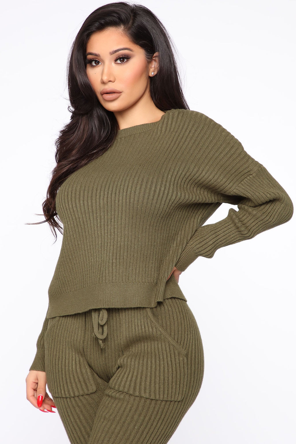 Cozy Nights Pant Set - Olive