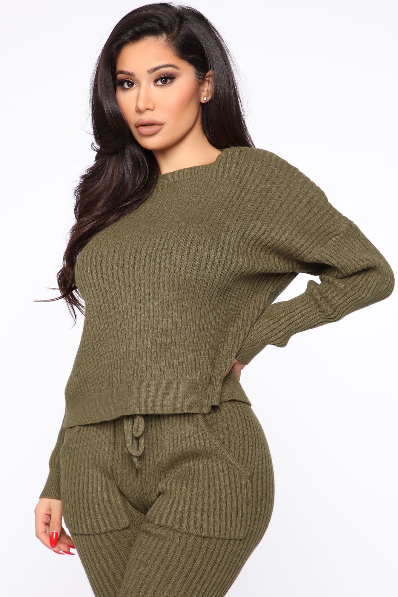 Cozy Nights Pant Set - Olive