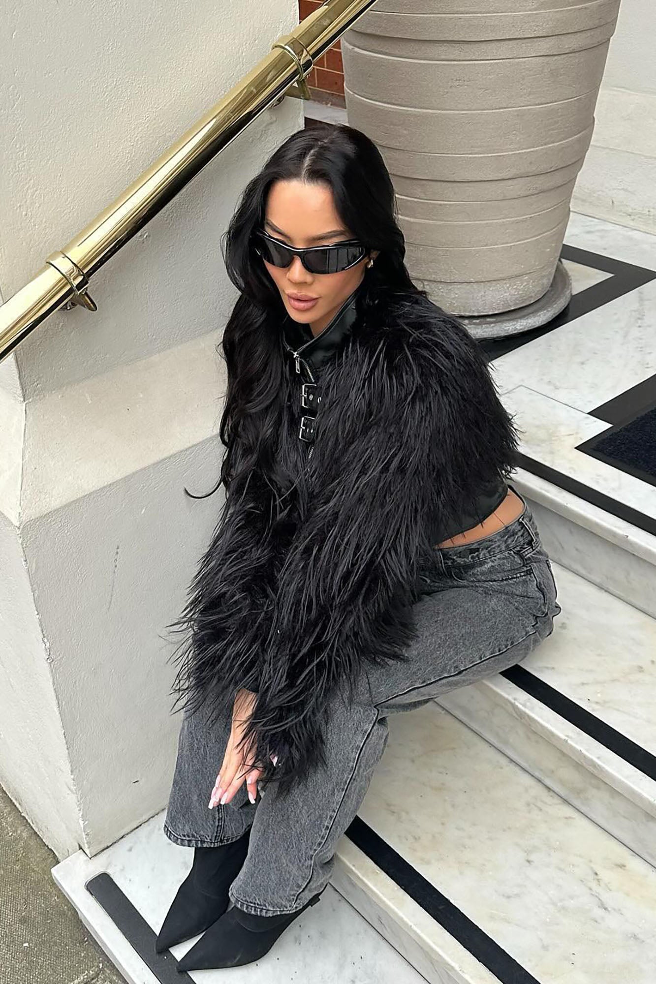 Bad Habits Faux Fur Jacket - Black