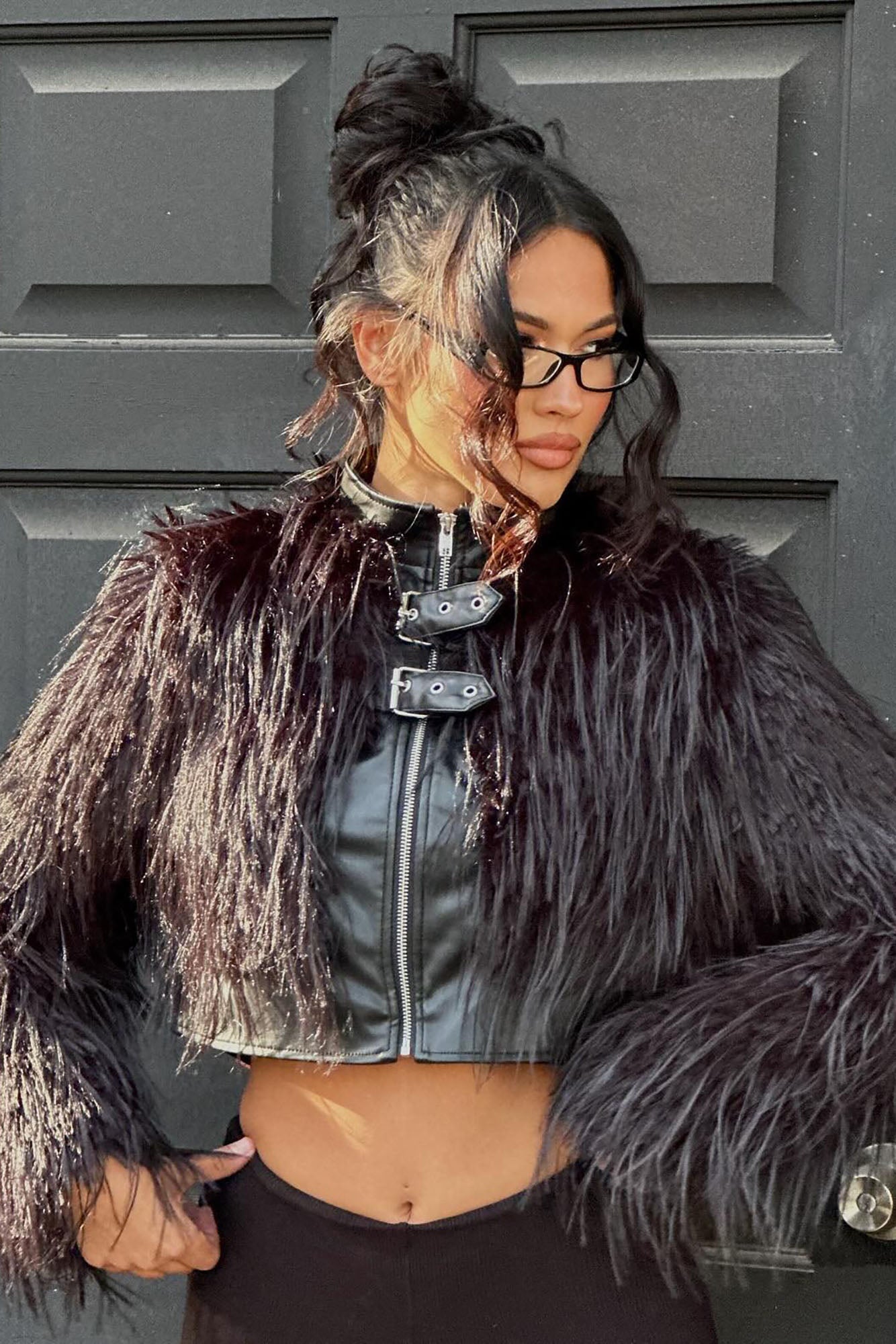 Bad Habits Faux Fur Jacket - Black