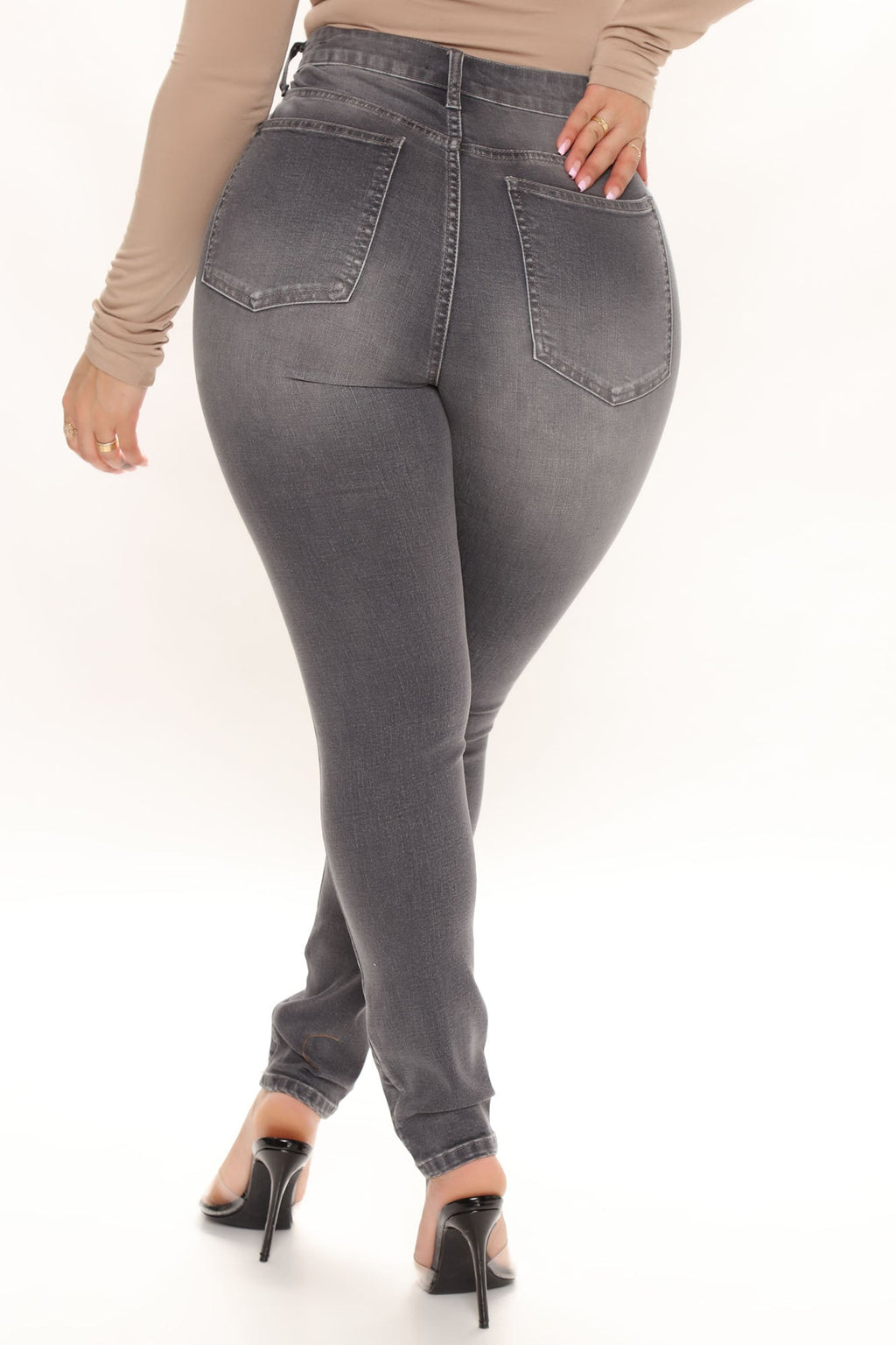 Going Out High Rise Stretch Skinny Jeans - Grey