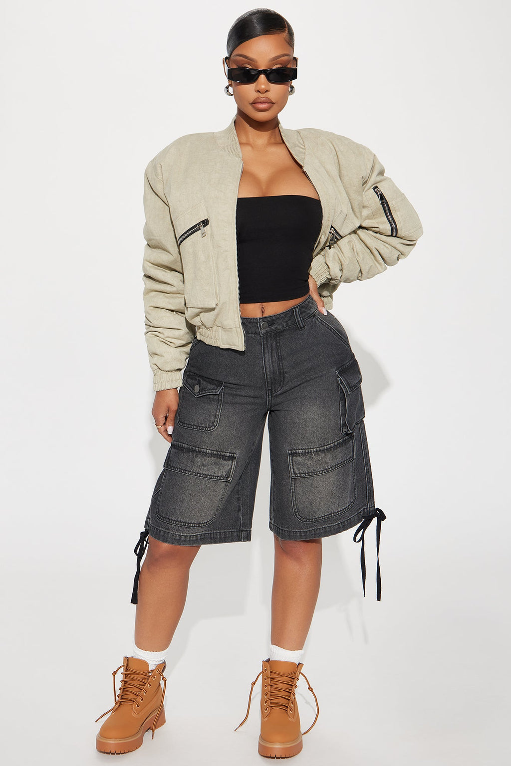 Kent Cargo Denim Shorts - Grey