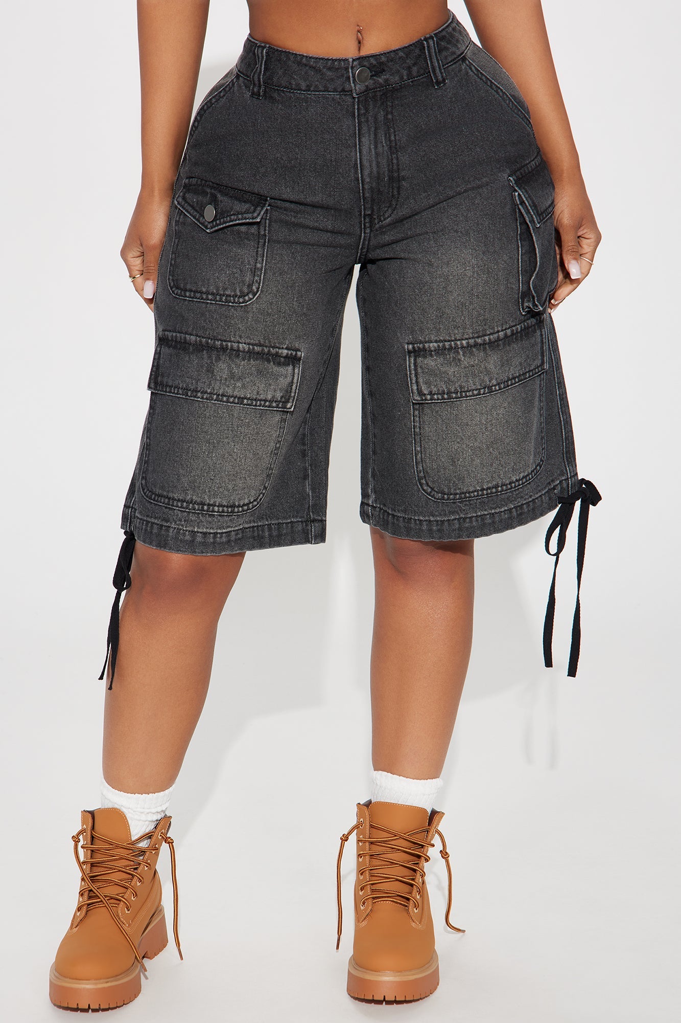 Kent Cargo Denim Shorts - Grey
