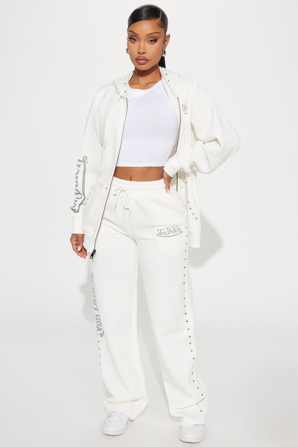 Von Dutch Studded Wide Leg Pant - Cream