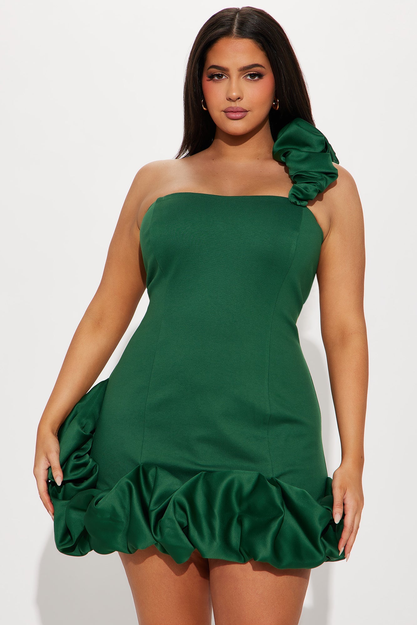 Wilma Ruffle Mini Dress - Hunter