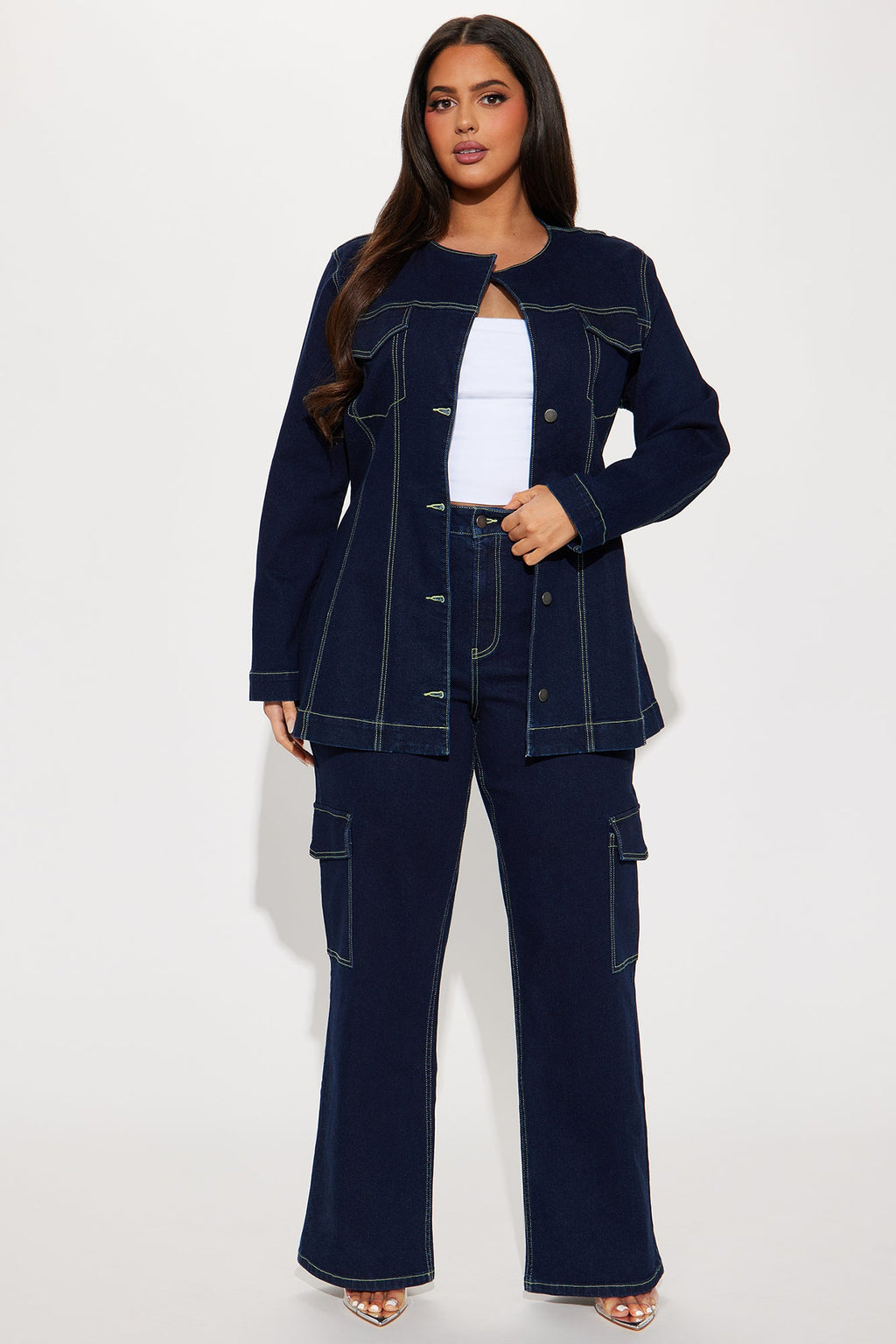 Sofia Denim Pant Set - Dark Denim