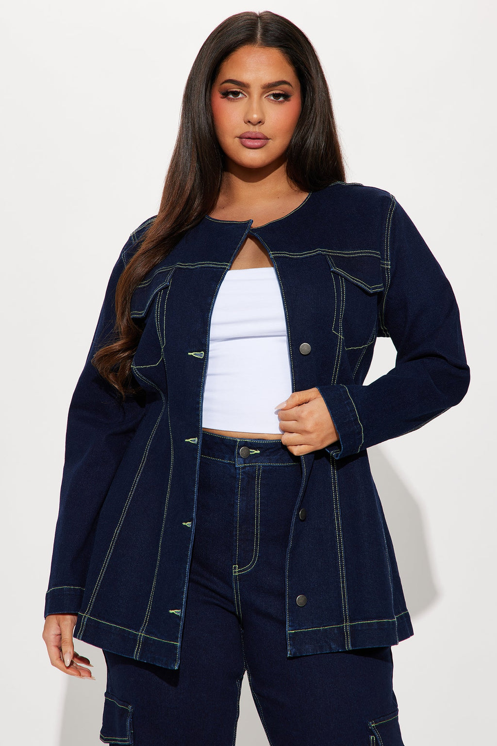 Sofia Denim Pant Set - Dark Denim