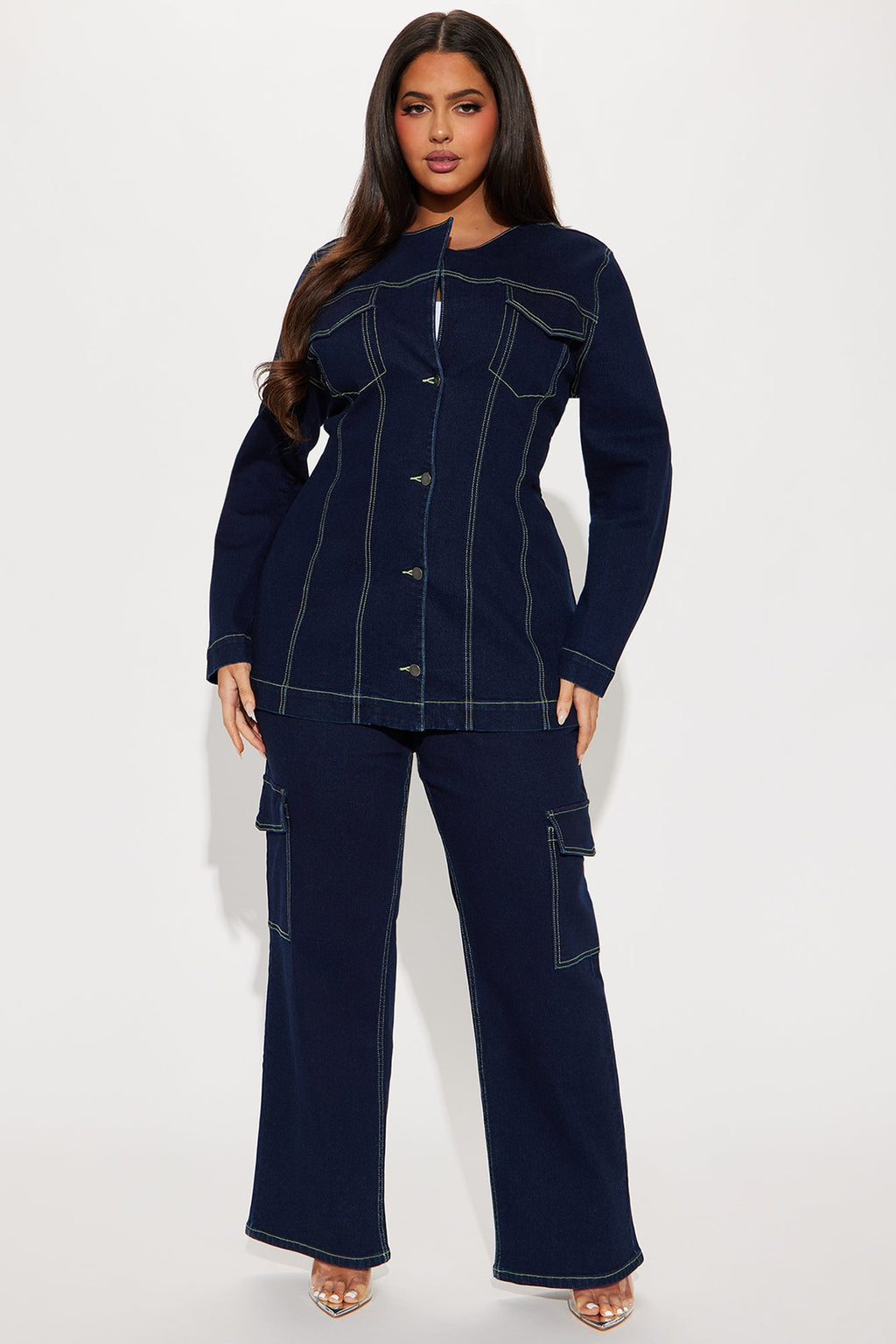 Sofia Denim Pant Set - Dark Denim