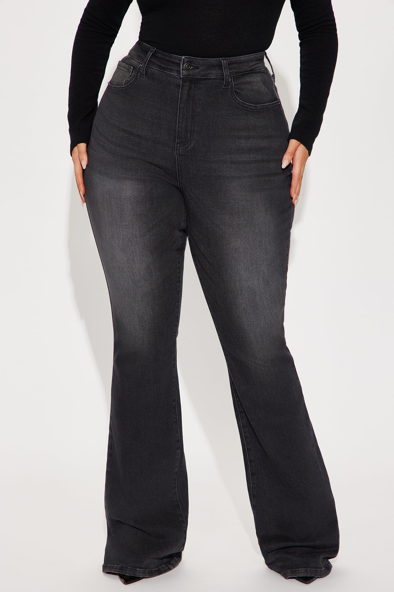 Tall Instant BBL Padded Stretch Sculpting Flare Jeans - Black Wash