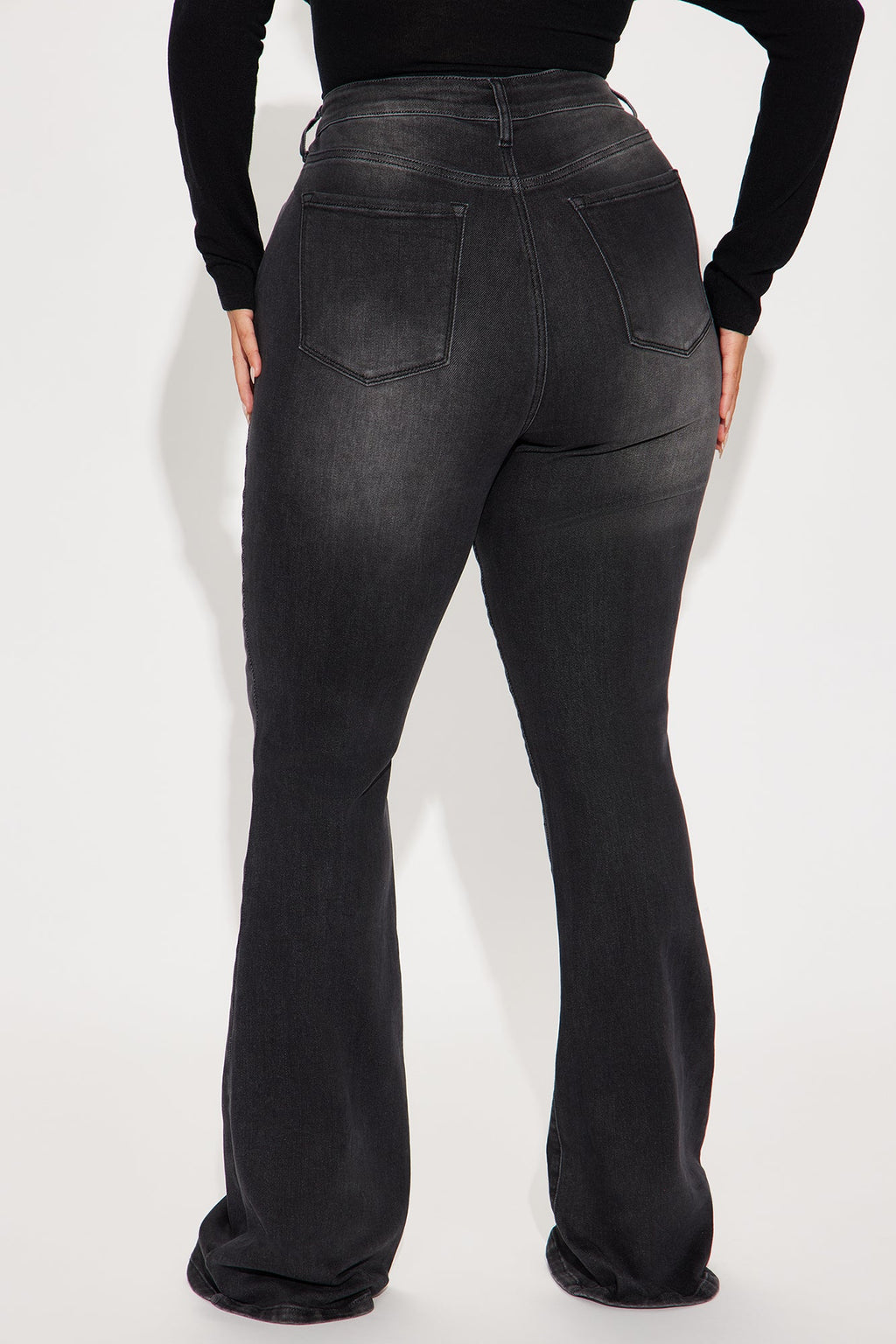 Tall Instant BBL Padded Stretch Sculpting Flare Jeans - Black Wash