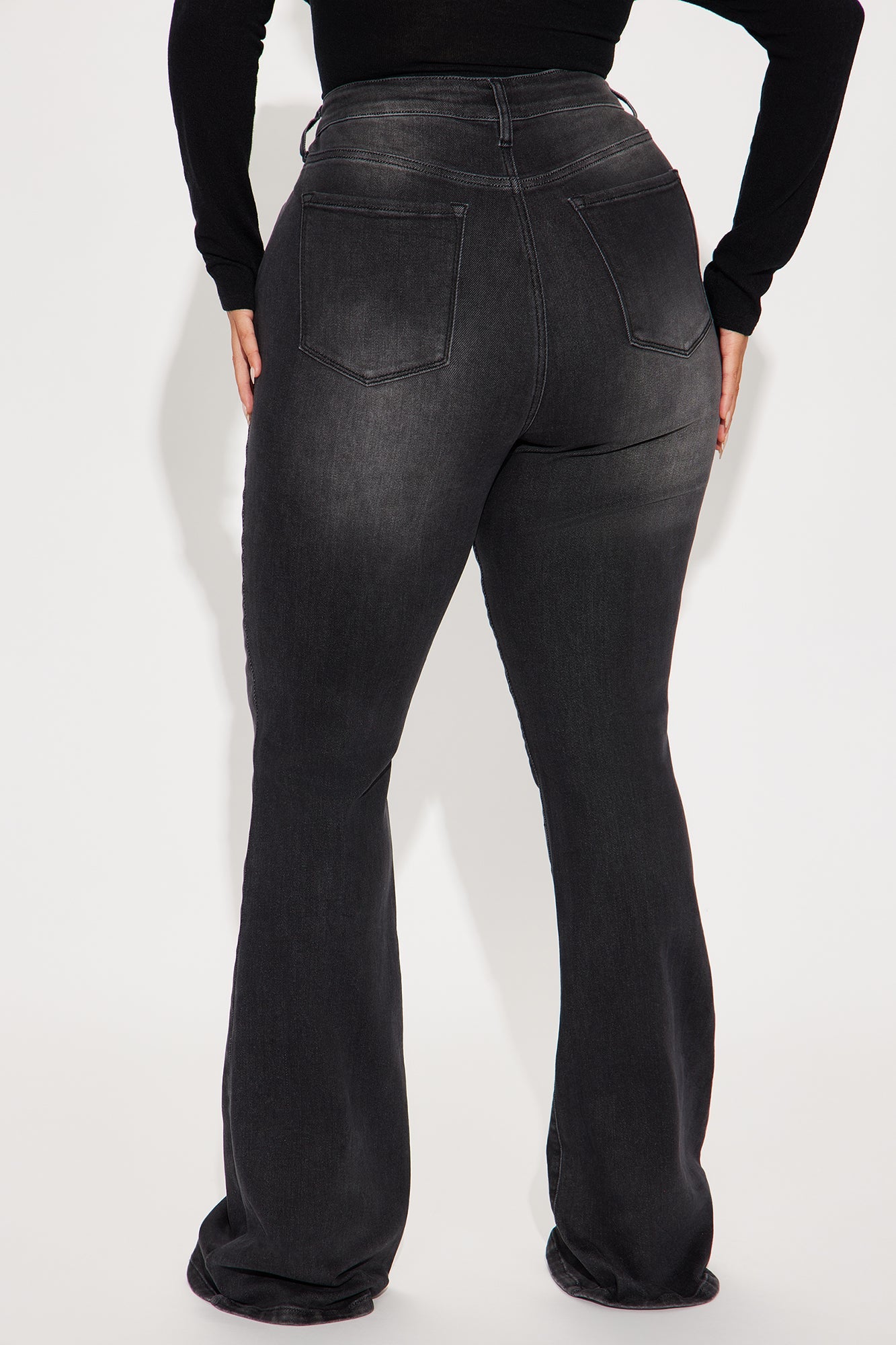 Tall Instant BBL Padded Stretch Sculpting Flare Jeans - Black Wash