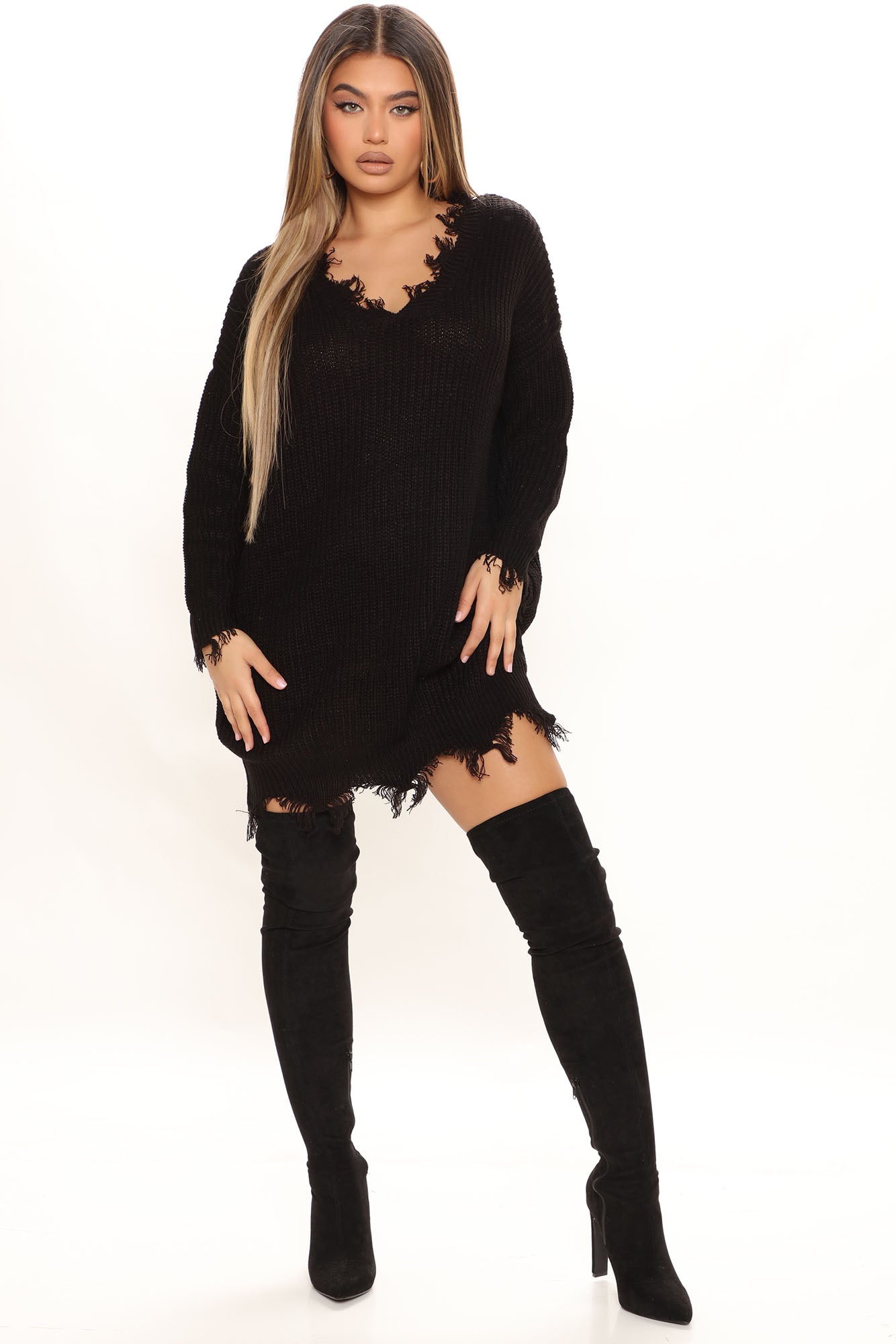 Sarabeth Sweater Mini Dress - Black