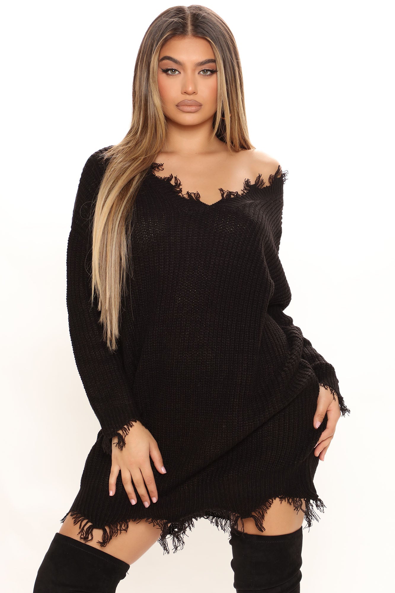 Sarabeth Sweater Mini Dress - Black