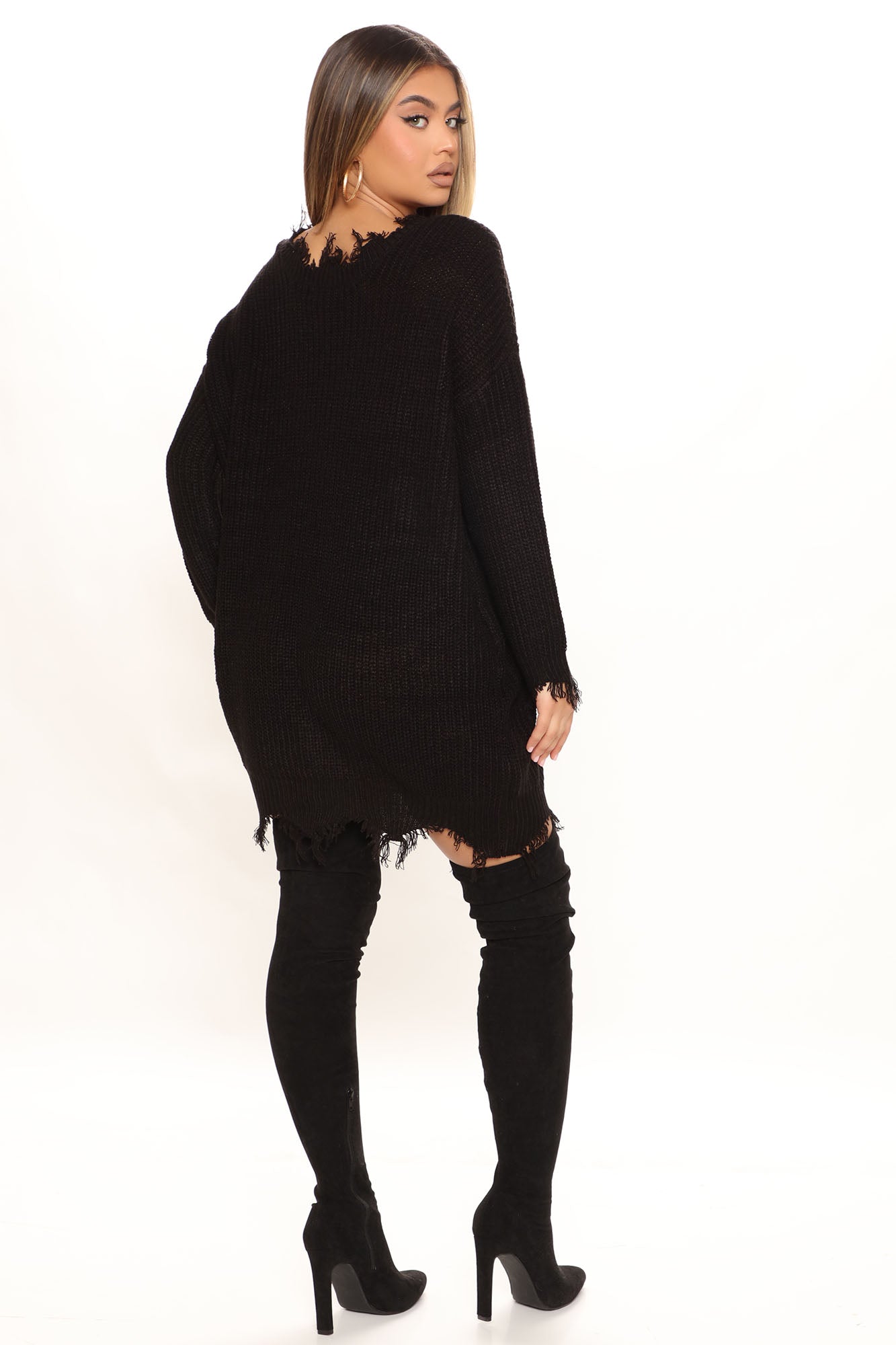 Sarabeth Sweater Mini Dress - Black