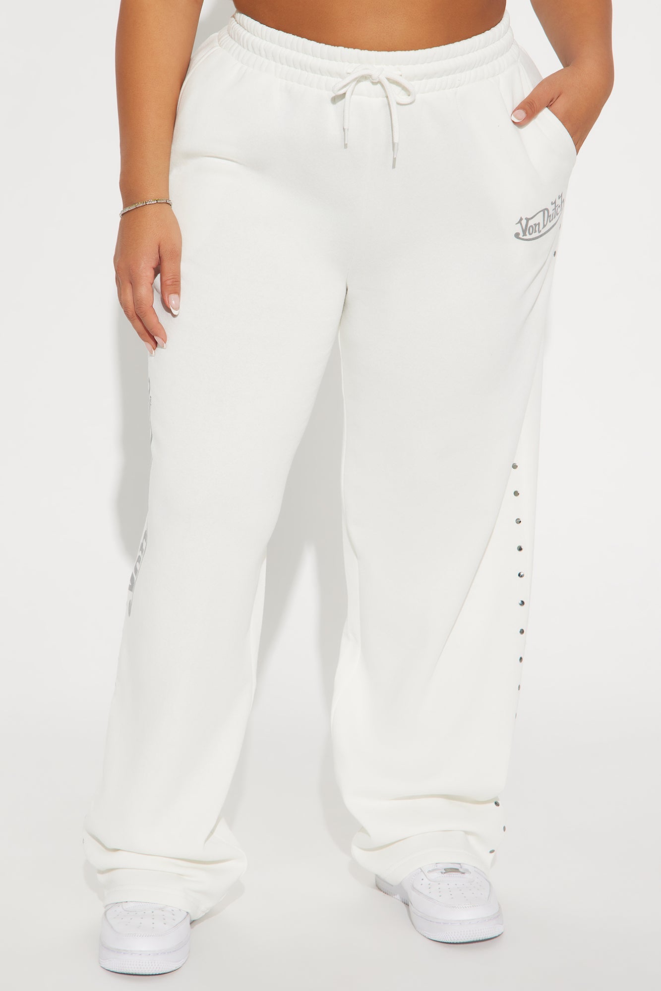 Von Dutch Studded Wide Leg Pant - Cream