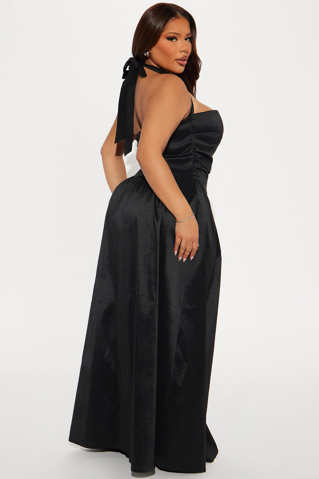 Layla A Line Halter Maxi Dress - Black