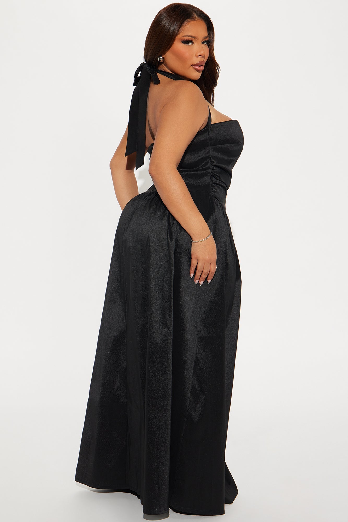 Layla A Line Halter Maxi Dress - Black