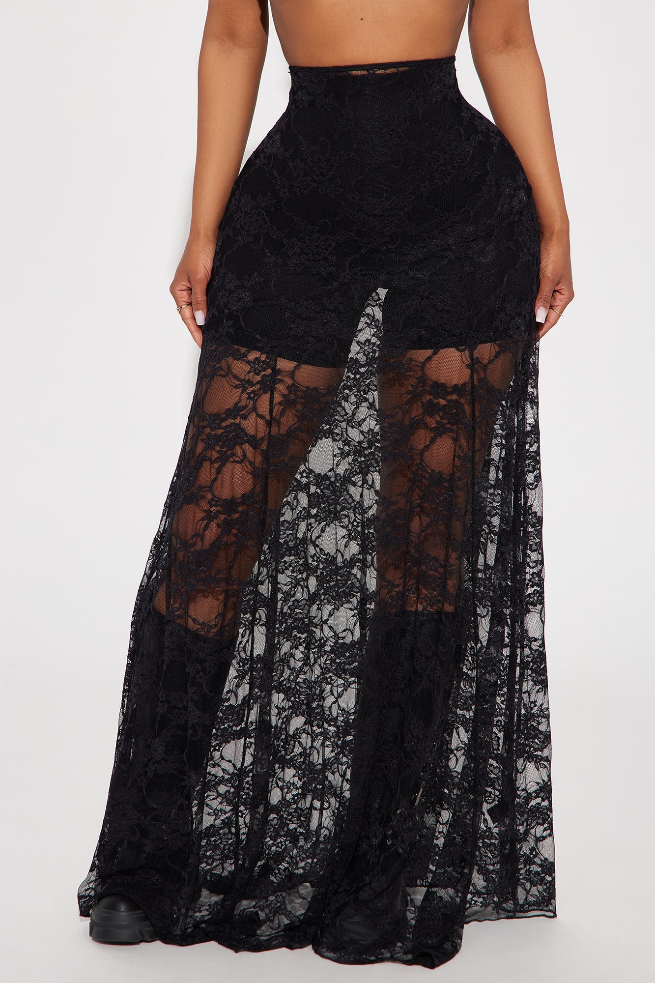 Out Of Touch Lace Maxi Skirt - Black