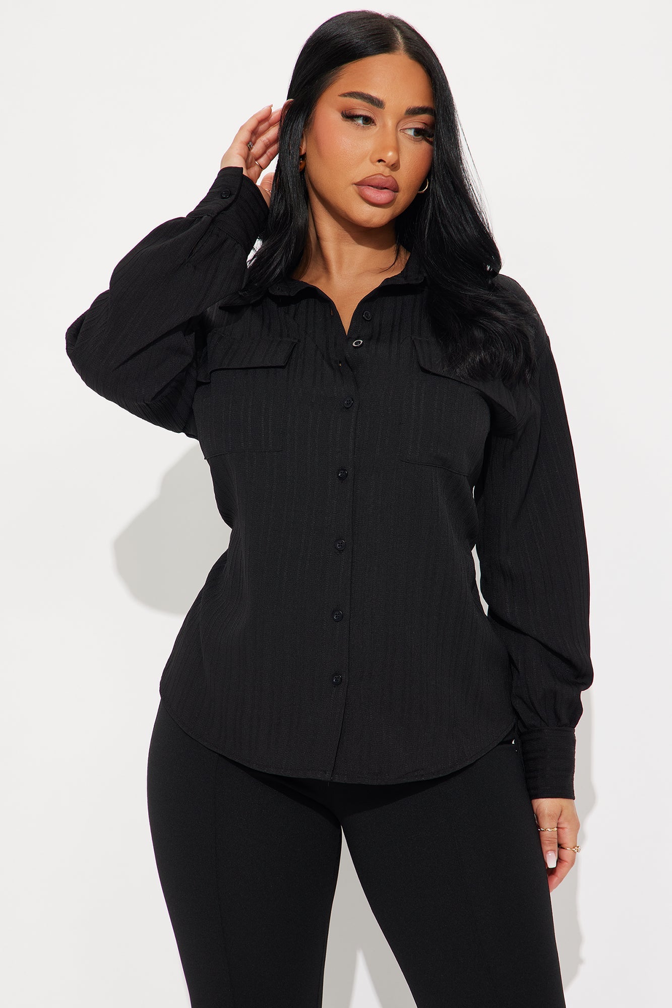 Taking It Easy Textured Shirt - Black